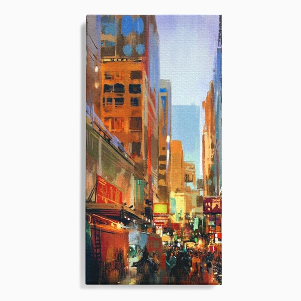 Tablou canvas cu pictura urbana cu strada din new york, fara rama, pe sasiu de lemn